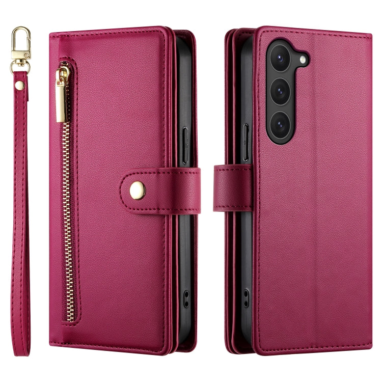 For Samsung Galaxy S23 5G Nine Card-slot Zipper Wallet Bag Leather Phone Case