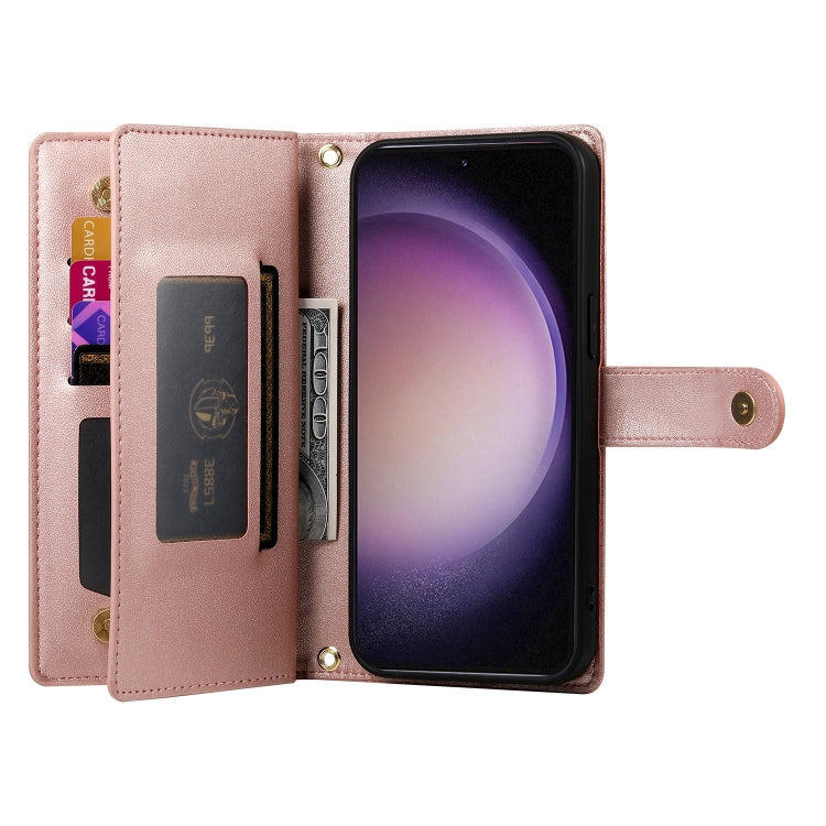 For Samsung Galaxy S23 5G Nine Card-slot Zipper Wallet Bag Leather Phone Case