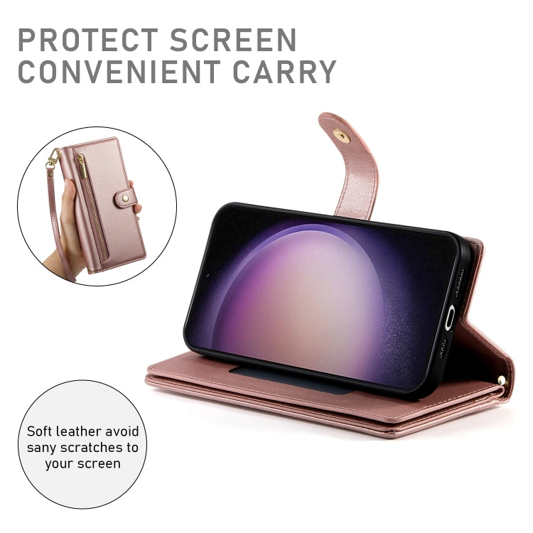 For Samsung Galaxy S23 5G Nine Card-slot Zipper Wallet Bag Leather Phone Case