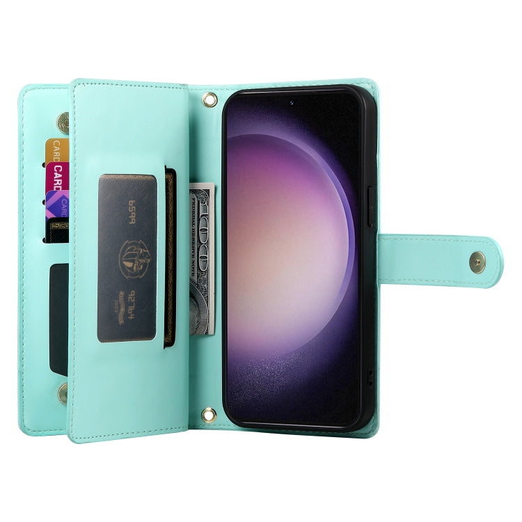 For Samsung Galaxy S23 5G Nine Card-slot Zipper Wallet Bag Leather Phone Case