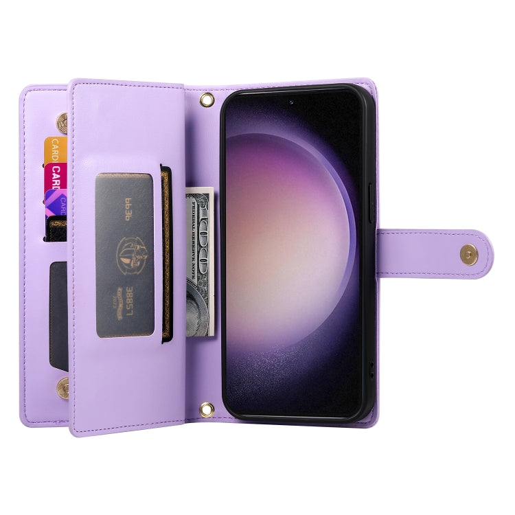 For Samsung Galaxy S23 5G Nine Card-slot Zipper Wallet Bag Leather Phone Case