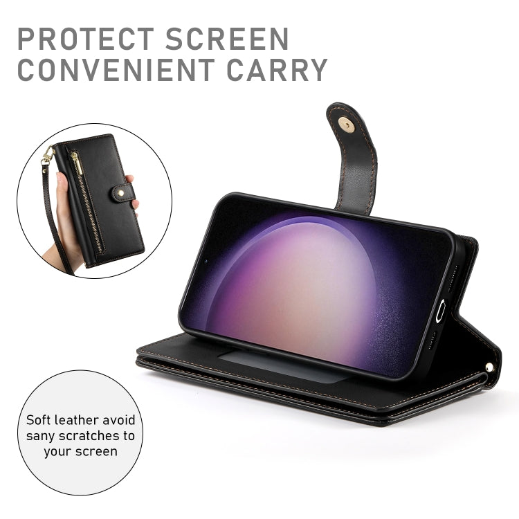 For Samsung Galaxy S23 5G Nine Card-slot Zipper Wallet Bag Leather Phone Case
