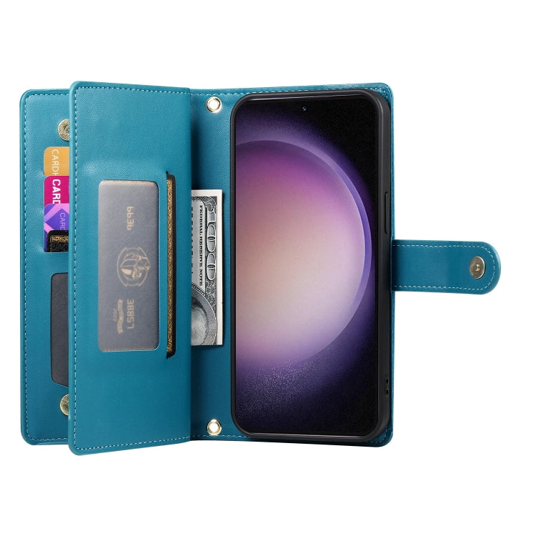 For Samsung Galaxy S23 5G Nine Card-slot Zipper Wallet Bag Leather Phone Case