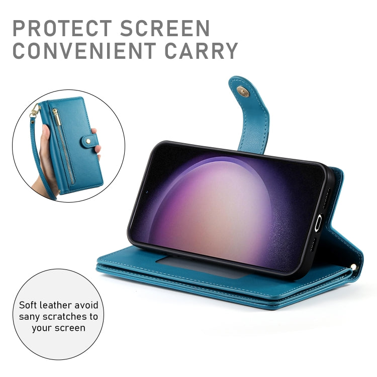 For Samsung Galaxy S23 5G Nine Card-slot Zipper Wallet Bag Leather Phone Case