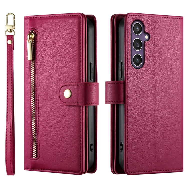 For Samsung Galaxy S23 FE 5G Nine Card-slot Zipper Wallet Bag Leather Phone Case