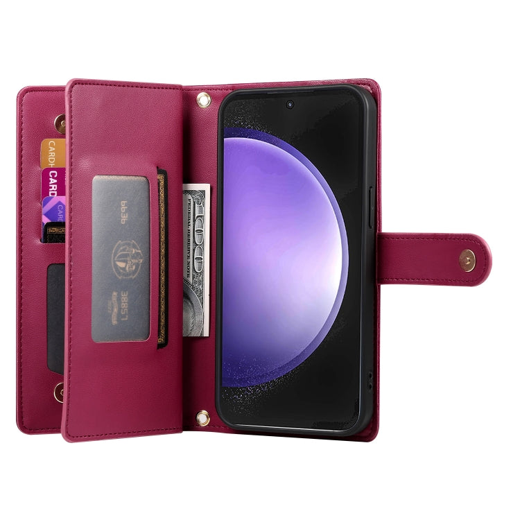 For Samsung Galaxy S23 FE 5G Nine Card-slot Zipper Wallet Bag Leather Phone Case