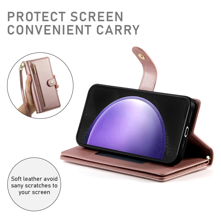 For Samsung Galaxy S23 FE 5G Nine Card-slot Zipper Wallet Bag Leather Phone Case