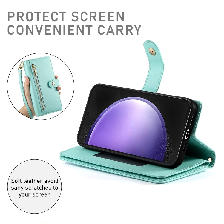 For Samsung Galaxy S23 FE 5G Nine Card-slot Zipper Wallet Bag Leather Phone Case