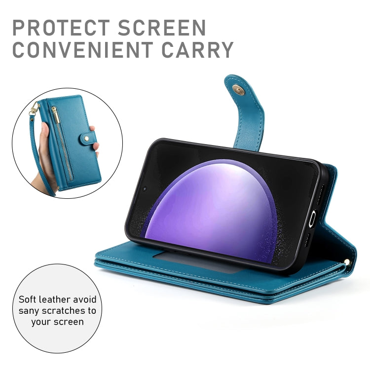 For Samsung Galaxy S23 FE 5G Nine Card-slot Zipper Wallet Bag Leather Phone Case