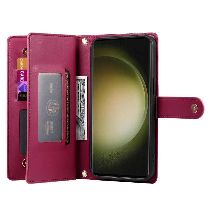 For Samsung Galaxy S23 Ultra 5G Nine Card-slot Zipper Wallet Bag Leather Phone Case