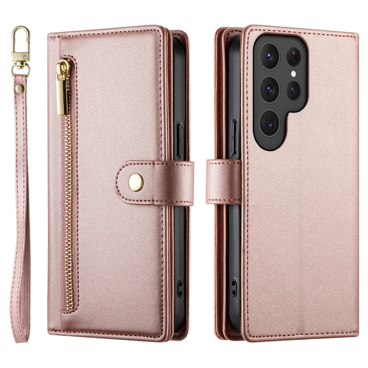 For Samsung Galaxy S23 Ultra 5G Nine Card-slot Zipper Wallet Bag Leather Phone Case