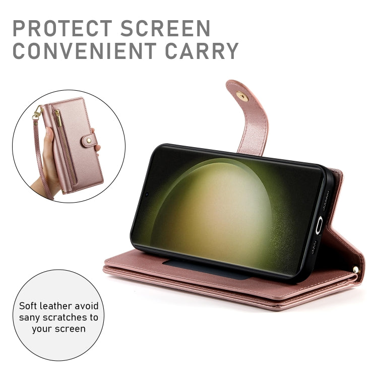 For Samsung Galaxy S23 Ultra 5G Nine Card-slot Zipper Wallet Bag Leather Phone Case
