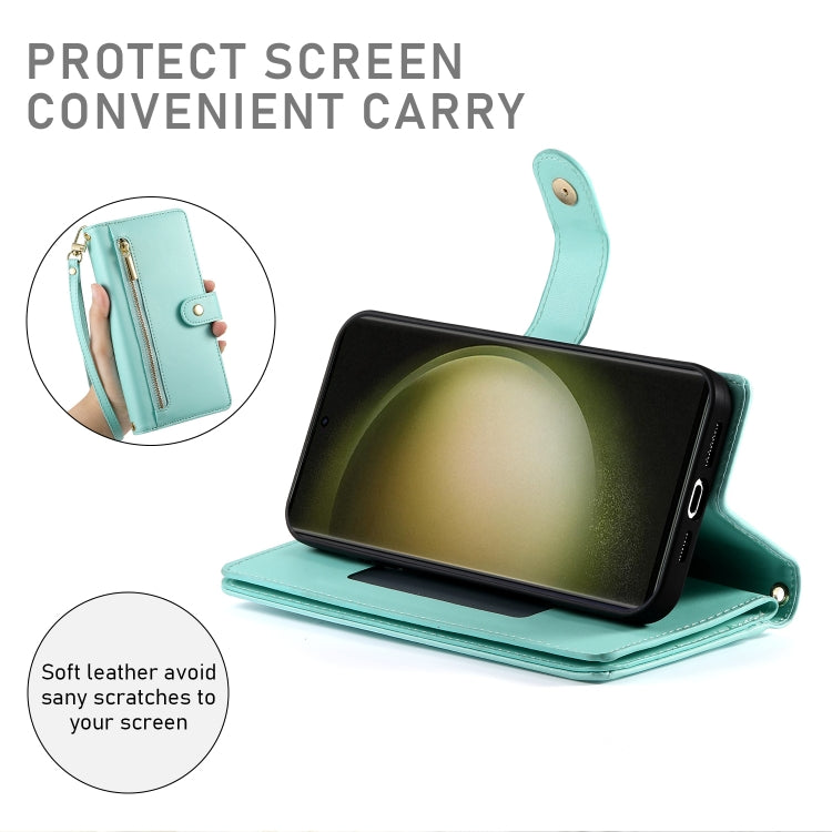 For Samsung Galaxy S23 Ultra 5G Nine Card-slot Zipper Wallet Bag Leather Phone Case