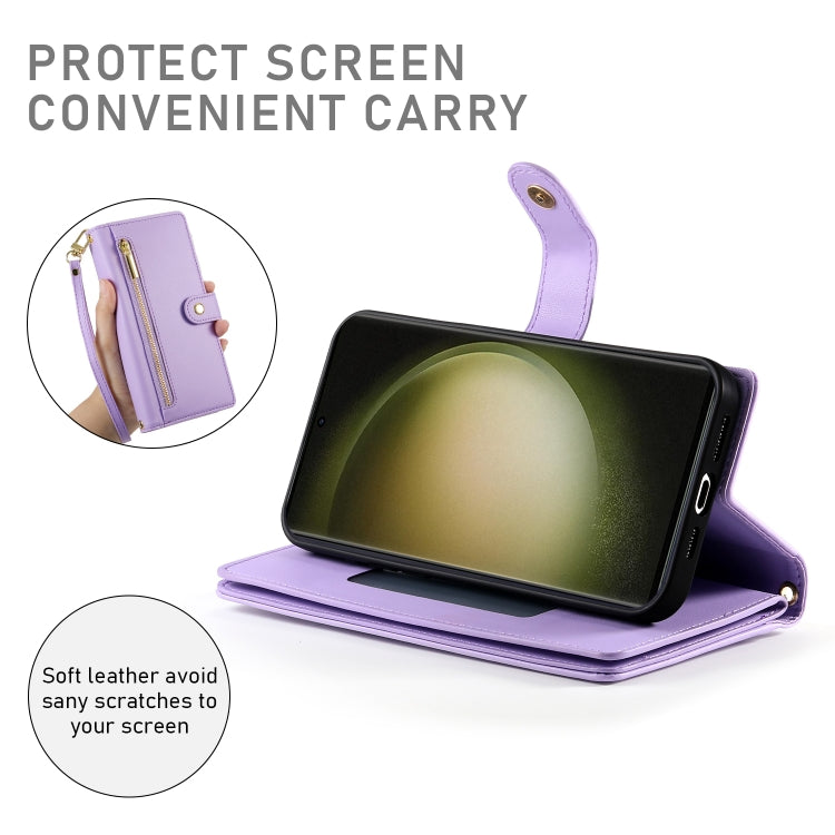 For Samsung Galaxy S23 Ultra 5G Nine Card-slot Zipper Wallet Bag Leather Phone Case