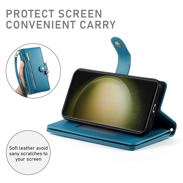 For Samsung Galaxy S23 Ultra 5G Nine Card-slot Zipper Wallet Bag Leather Phone Case