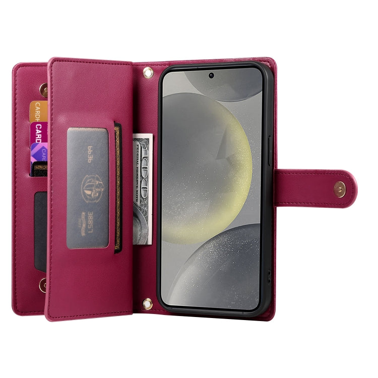 For Samsung Galaxy S24 5G Nine Card-slot Zipper Wallet Bag Leather Phone Case