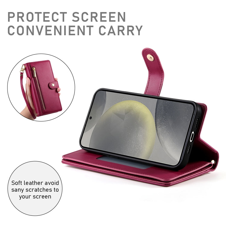 For Samsung Galaxy S24 5G Nine Card-slot Zipper Wallet Bag Leather Phone Case