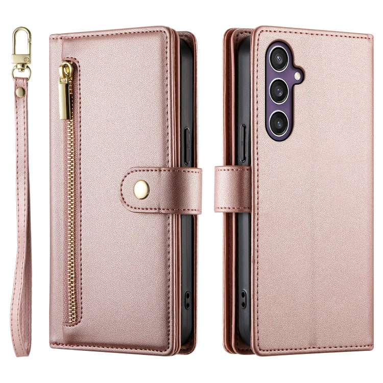 For Samsung Galaxy S24 5G Nine Card-slot Zipper Wallet Bag Leather Phone Case