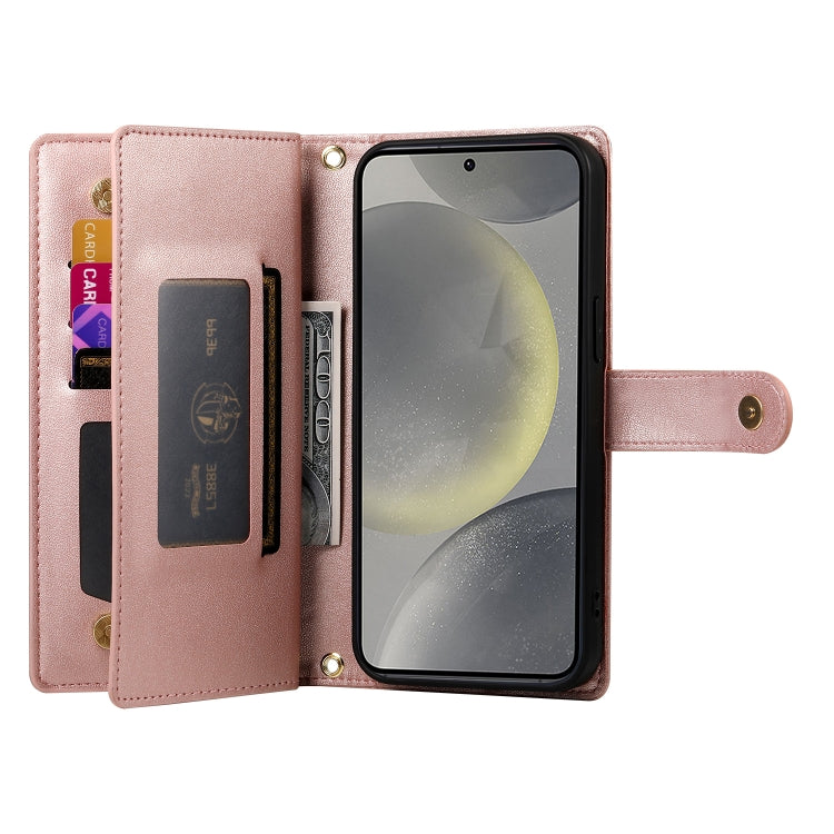 For Samsung Galaxy S24 5G Nine Card-slot Zipper Wallet Bag Leather Phone Case