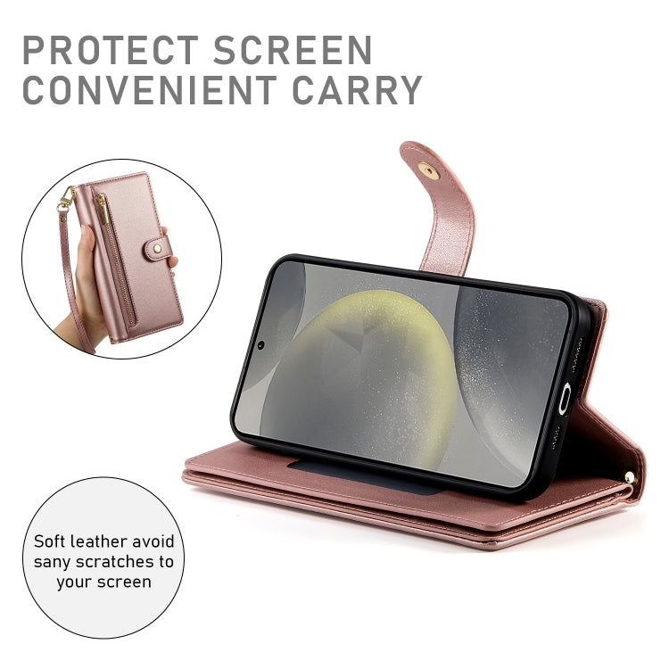 For Samsung Galaxy S24 5G Nine Card-slot Zipper Wallet Bag Leather Phone Case