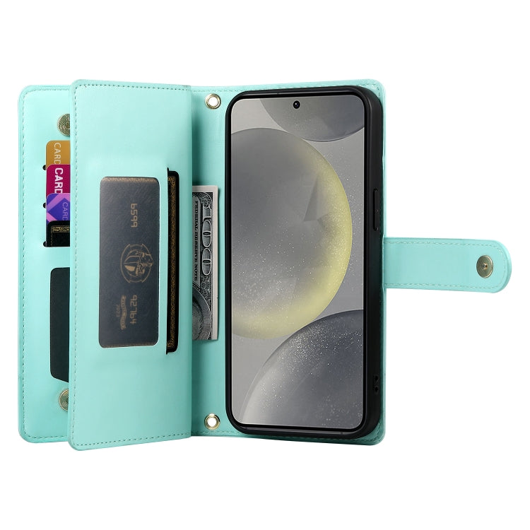 For Samsung Galaxy S24 5G Nine Card-slot Zipper Wallet Bag Leather Phone Case