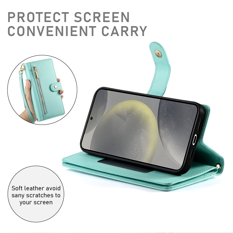 For Samsung Galaxy S24 5G Nine Card-slot Zipper Wallet Bag Leather Phone Case