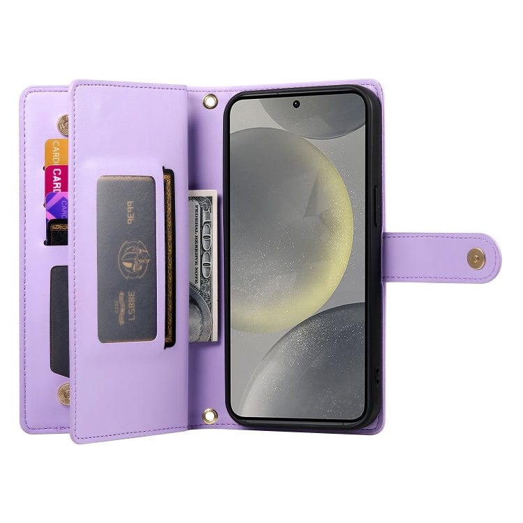 For Samsung Galaxy S24 5G Nine Card-slot Zipper Wallet Bag Leather Phone Case