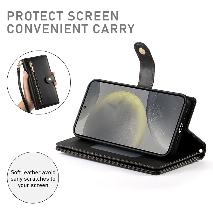 For Samsung Galaxy S24 5G Nine Card-slot Zipper Wallet Bag Leather Phone Case