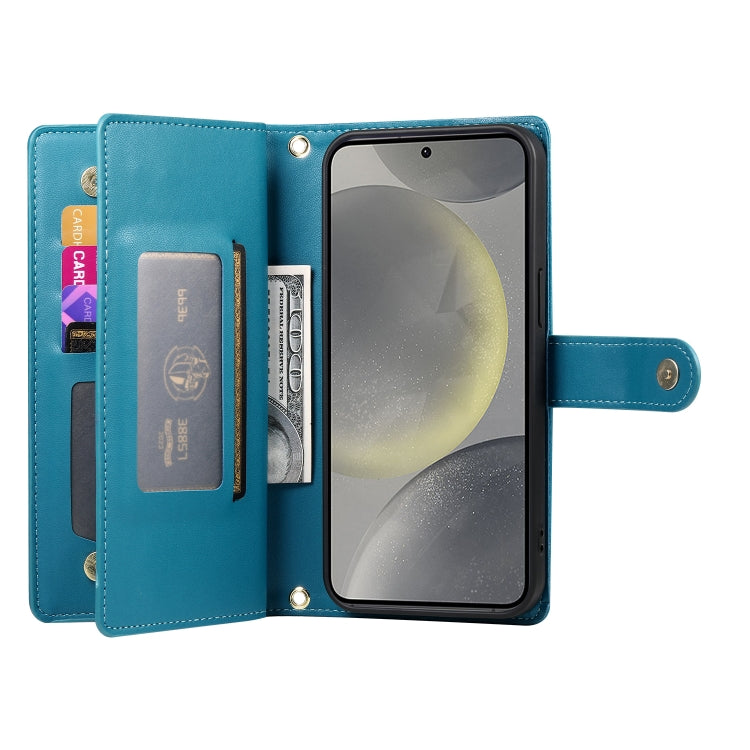 For Samsung Galaxy S24 5G Nine Card-slot Zipper Wallet Bag Leather Phone Case