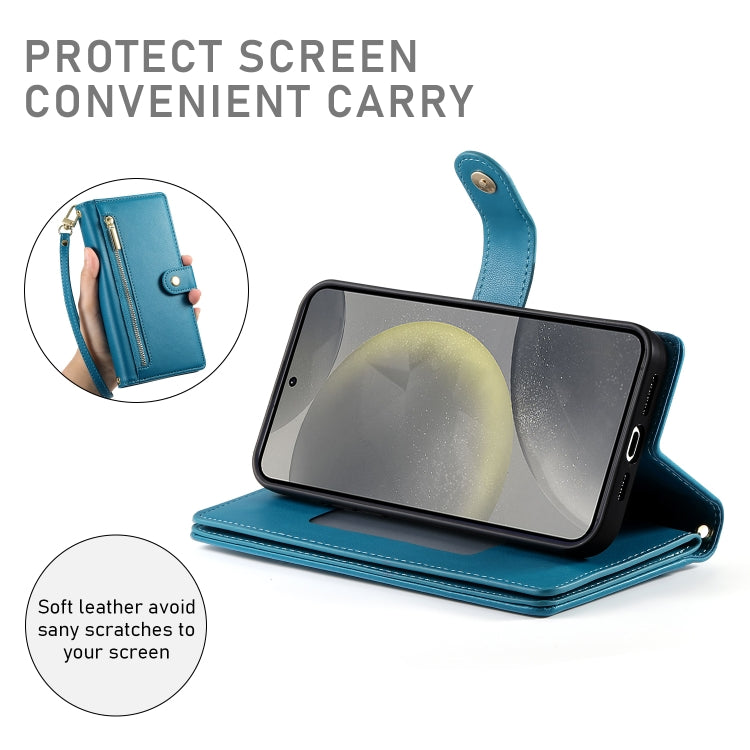 For Samsung Galaxy S24 5G Nine Card-slot Zipper Wallet Bag Leather Phone Case
