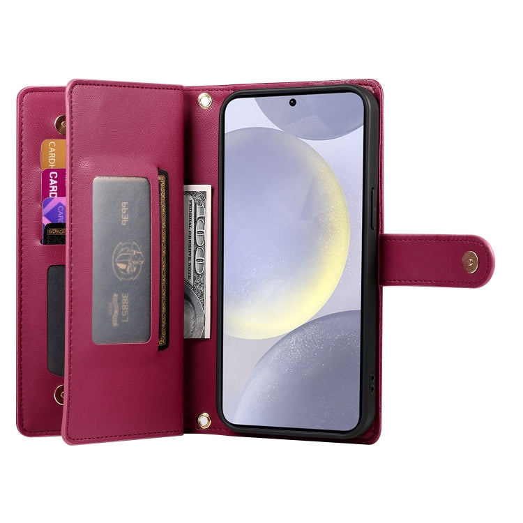 For Samsung Galaxy S24+ 5G Nine Card-slot Zipper Wallet Bag Leather Phone Case