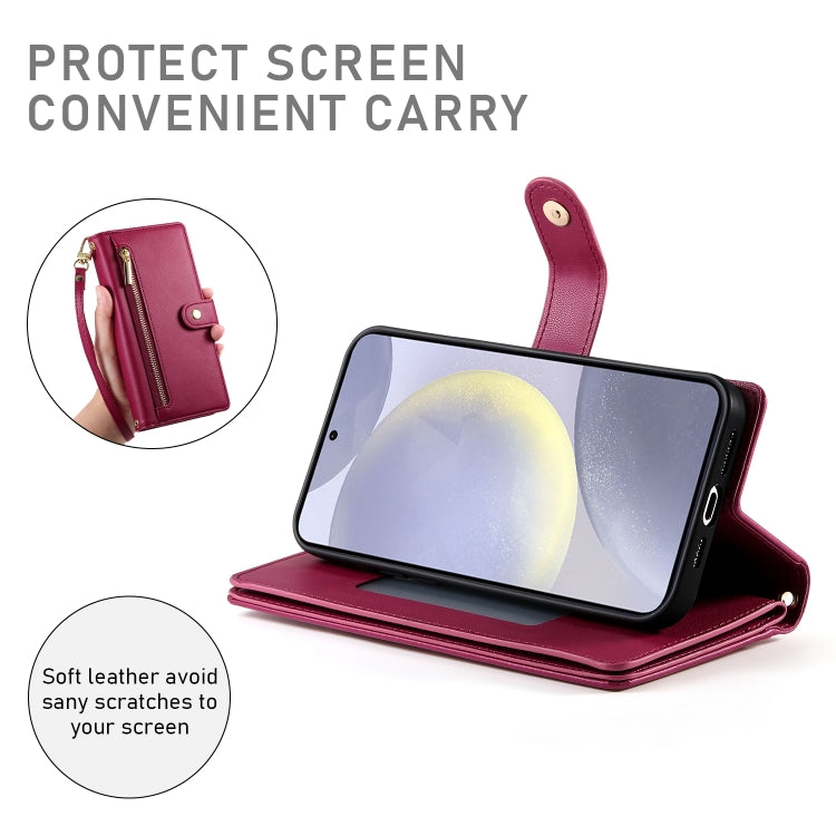 For Samsung Galaxy S24+ 5G Nine Card-slot Zipper Wallet Bag Leather Phone Case