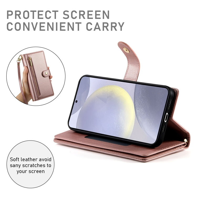 For Samsung Galaxy S24+ 5G Nine Card-slot Zipper Wallet Bag Leather Phone Case