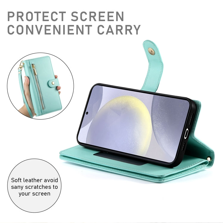 For Samsung Galaxy S24+ 5G Nine Card-slot Zipper Wallet Bag Leather Phone Case