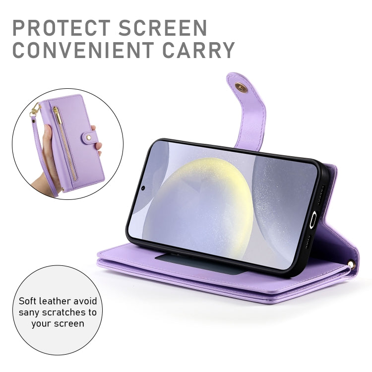 For Samsung Galaxy S24+ 5G Nine Card-slot Zipper Wallet Bag Leather Phone Case
