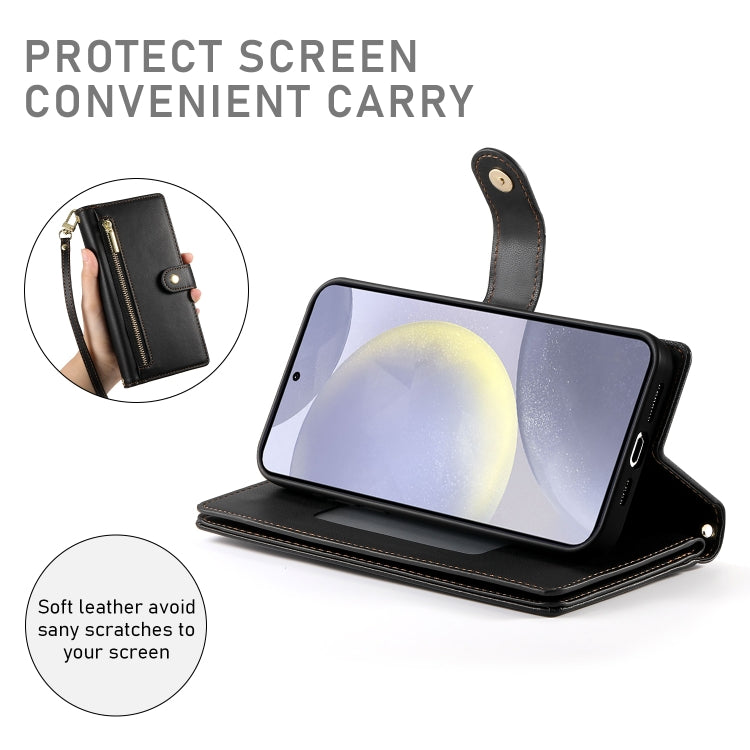For Samsung Galaxy S24+ 5G Nine Card-slot Zipper Wallet Bag Leather Phone Case