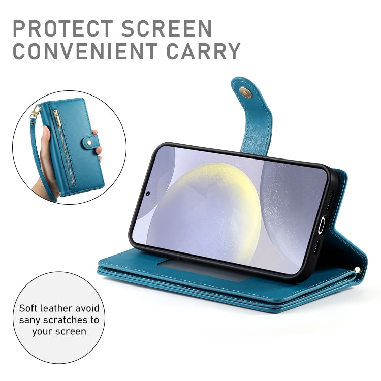 For Samsung Galaxy S24+ 5G Nine Card-slot Zipper Wallet Bag Leather Phone Case