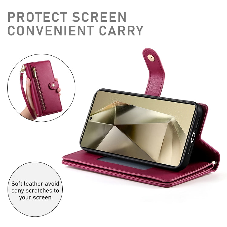 For Samsung Galaxy S24 Ultra 5G Nine Card-slot Zipper Wallet Bag Leather Phone Case