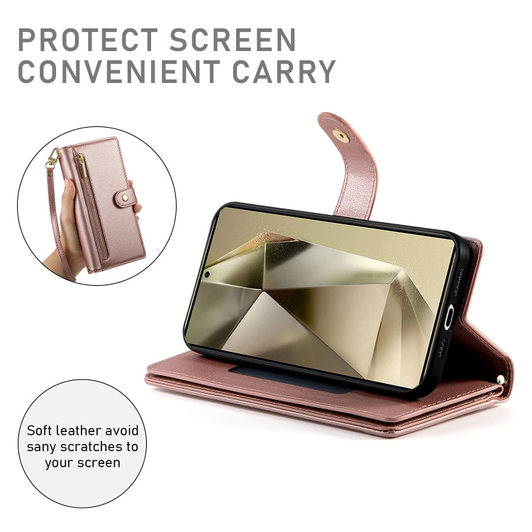 For Samsung Galaxy S24 Ultra 5G Nine Card-slot Zipper Wallet Bag Leather Phone Case