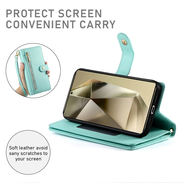 For Samsung Galaxy S24 Ultra 5G Nine Card-slot Zipper Wallet Bag Leather Phone Case