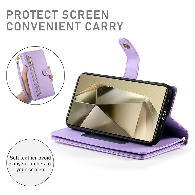 For Samsung Galaxy S24 Ultra 5G Nine Card-slot Zipper Wallet Bag Leather Phone Case