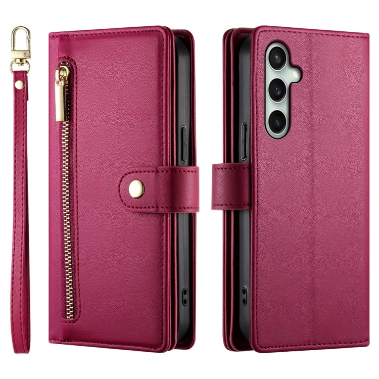 For Samsung Galaxy S24 FE 5G Nine Card-slot Zipper Wallet Bag Leather Phone Case