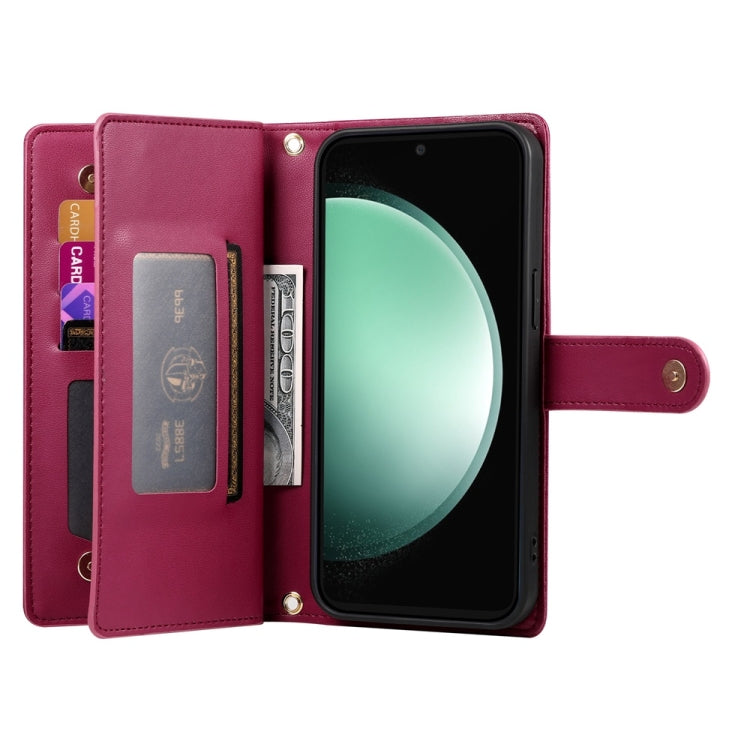 For Samsung Galaxy S24 FE 5G Nine Card-slot Zipper Wallet Bag Leather Phone Case