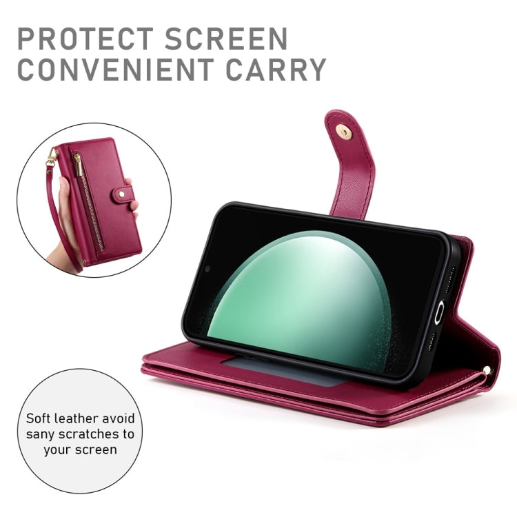For Samsung Galaxy S24 FE 5G Nine Card-slot Zipper Wallet Bag Leather Phone Case