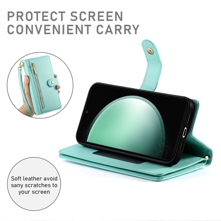 For Samsung Galaxy S24 FE 5G Nine Card-slot Zipper Wallet Bag Leather Phone Case