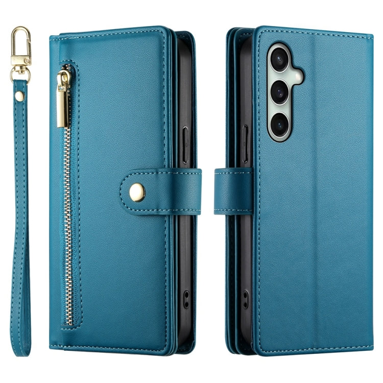 For Samsung Galaxy S24 FE 5G Nine Card-slot Zipper Wallet Bag Leather Phone Case