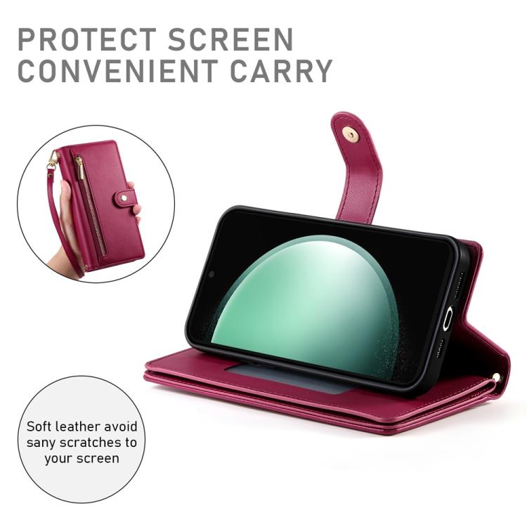 For Samsung Galaxy S25 Edge 5G Nine Card-slot Zipper Wallet Bag Leather Phone Case