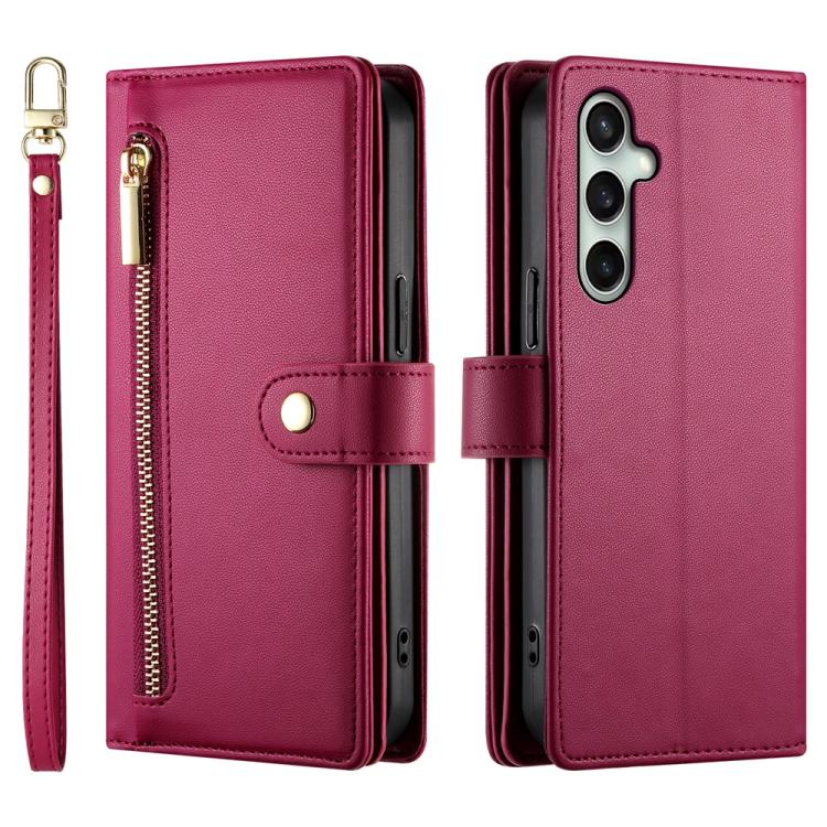 For Samsung Galaxy S25 FE 5G Nine Card-slot Zipper Wallet Bag Leather Phone Case