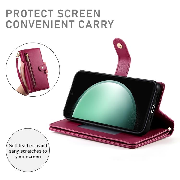 For Samsung Galaxy S25 FE 5G Nine Card-slot Zipper Wallet Bag Leather Phone Case