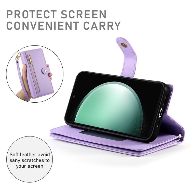 For Samsung Galaxy S25 FE 5G Nine Card-slot Zipper Wallet Bag Leather Phone Case